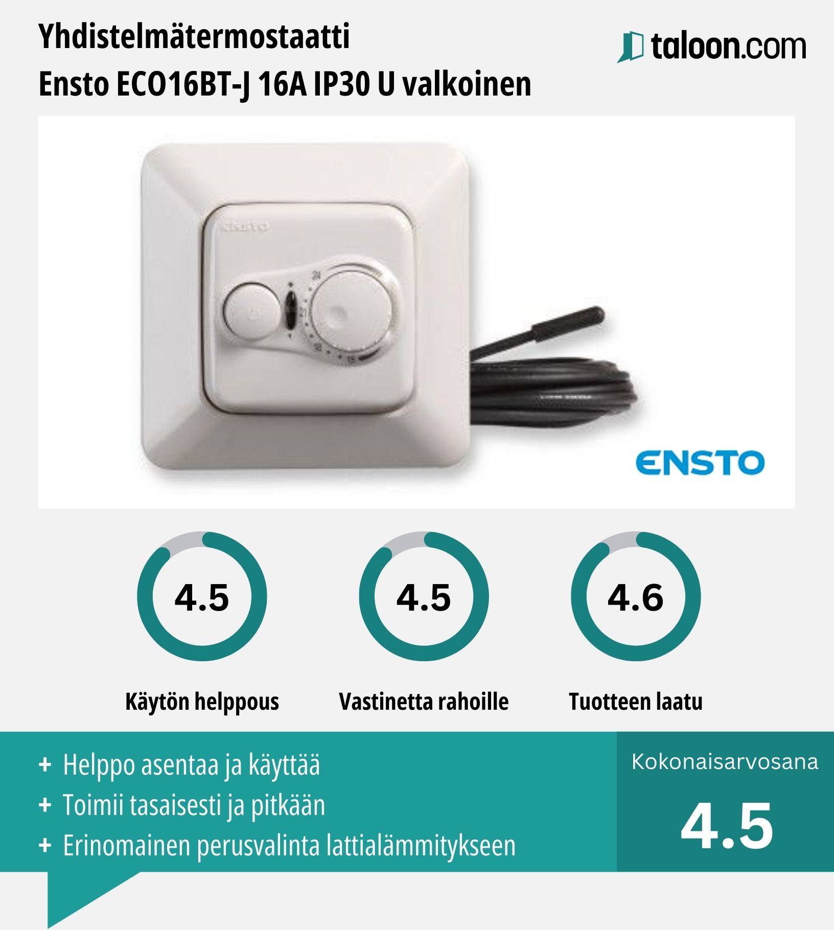 Ensto ECO16BT-J kokemuksia