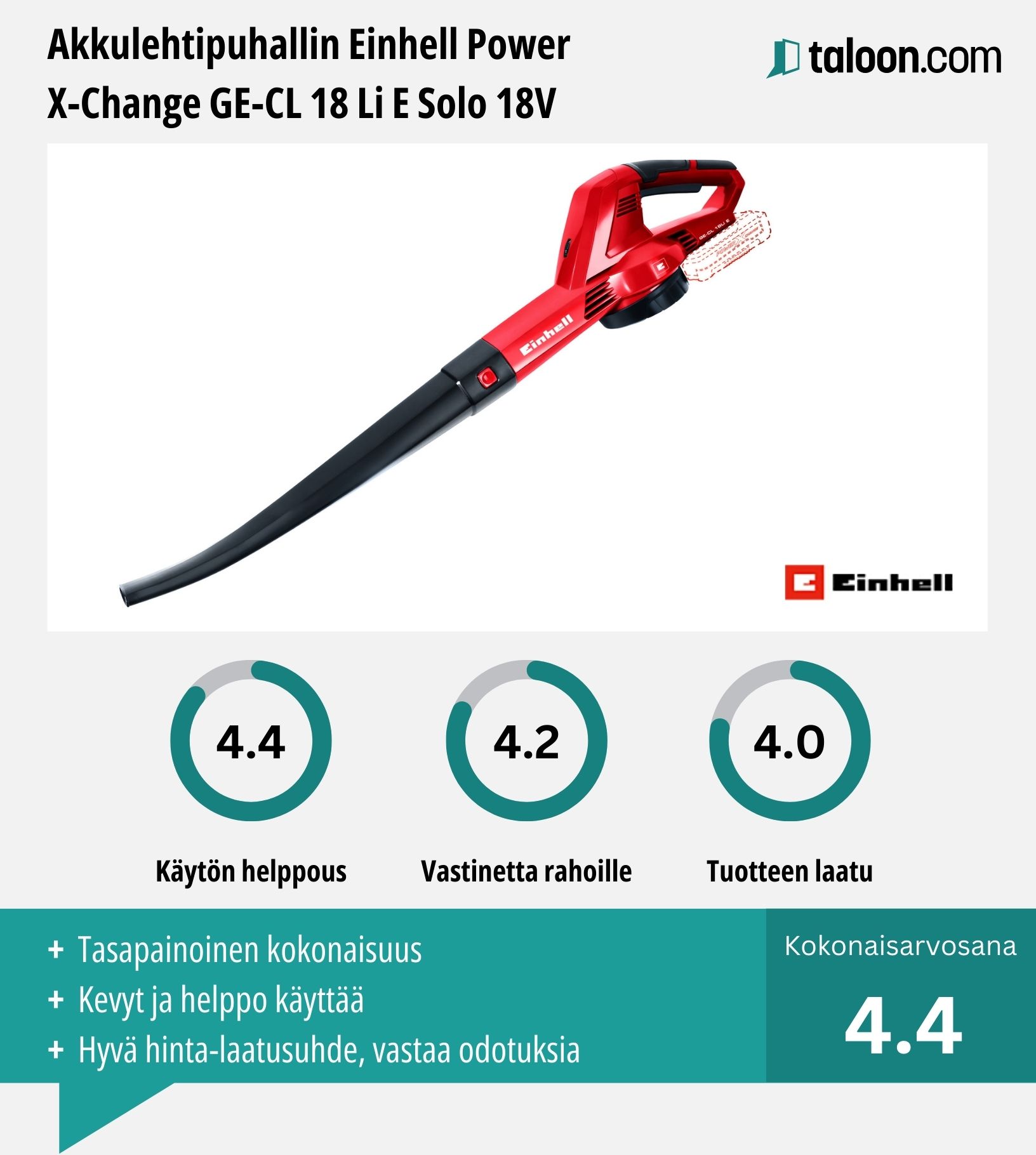 Akkulehtipuhallin Einhell Power X-Change GE-CL kokemuksia