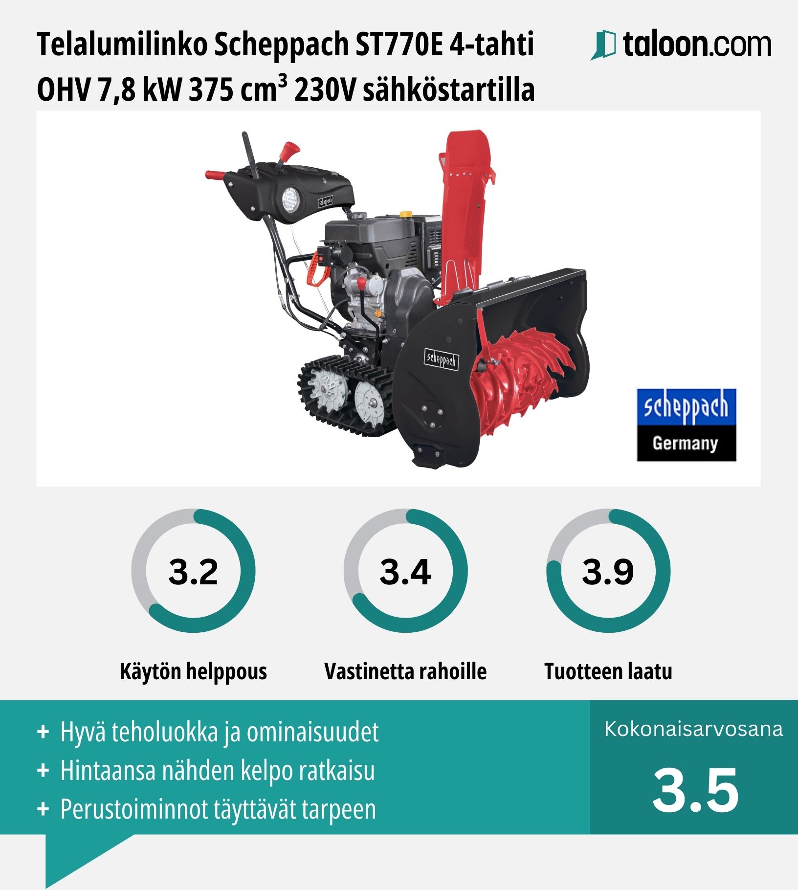 Lumilinko Scheppach ST770E kokemuksia