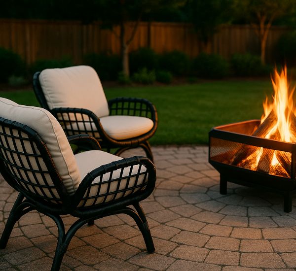 Mukavat lepotuolit nuotiopaikan ympärillä